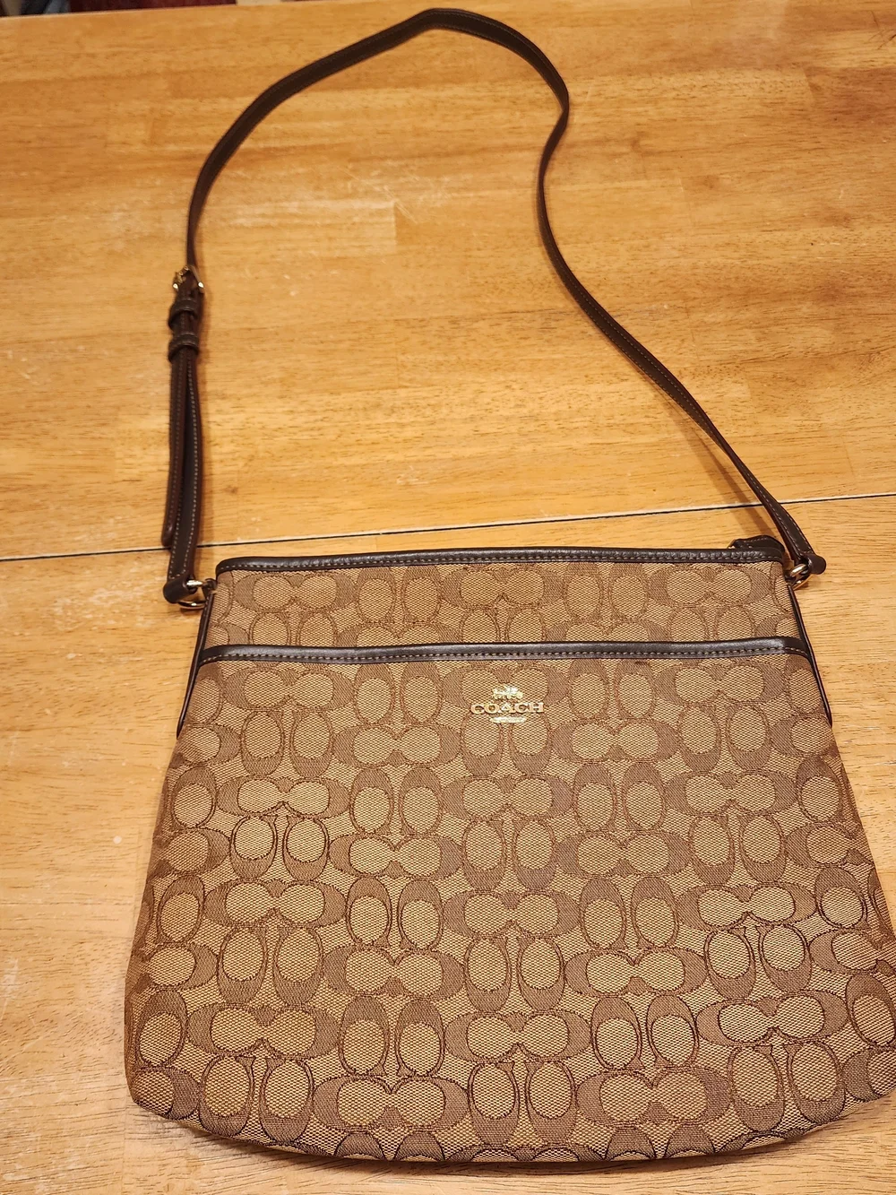 Coach Signature Canvas Zip File Crossbody Bag